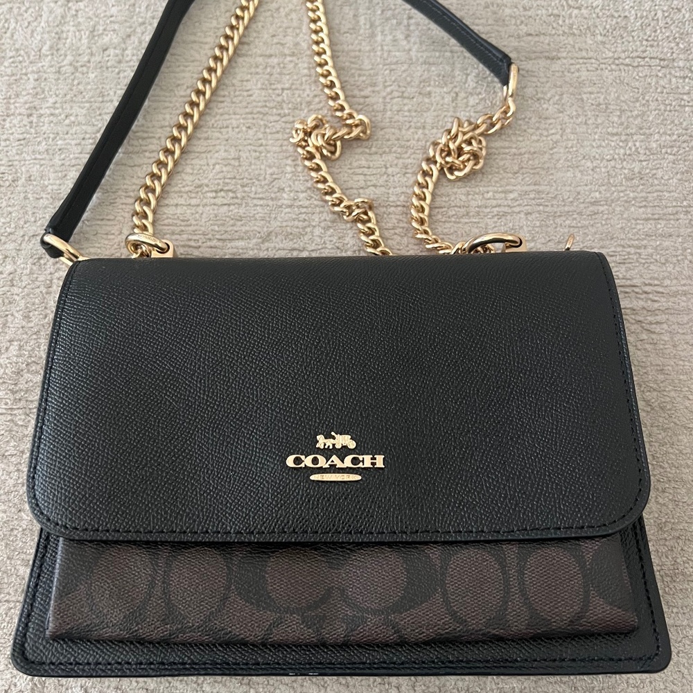 Coach Klare Crossbody Bag In Signature Canvas Gold/Walnut/Black